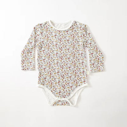 Baby Floral &amp; Heart Pattern Soft Cotton Long Sleeved Onesies-4