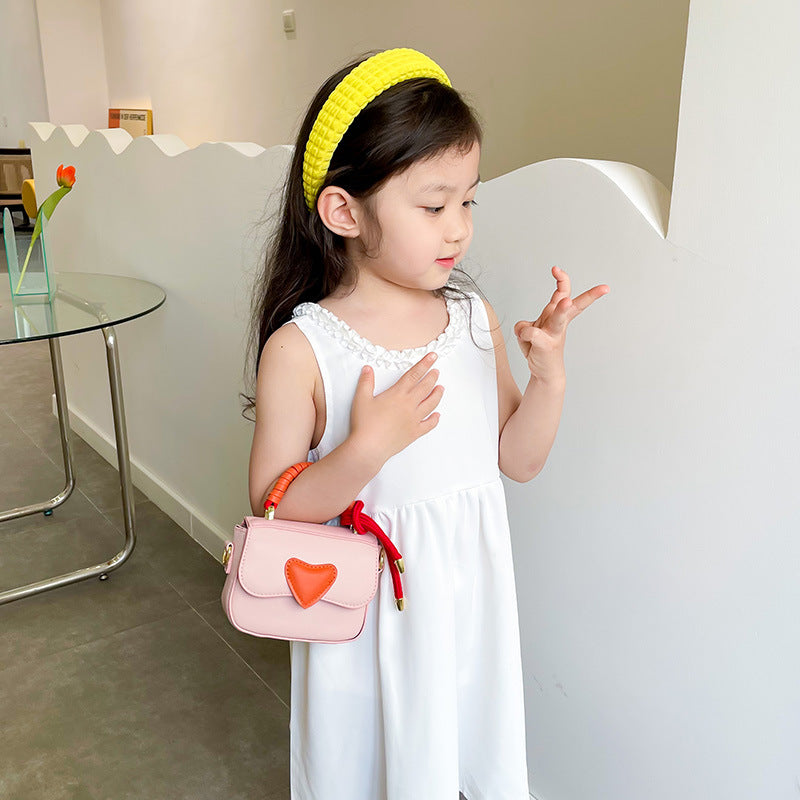 Children Girl Fashion Heart Pattern Mini One-Shoulder Bags Accessories-5