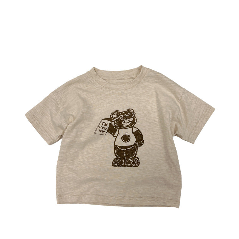 Baby Cartoon Bear Graphic Short Sleeve Comfy T-Shirt-5