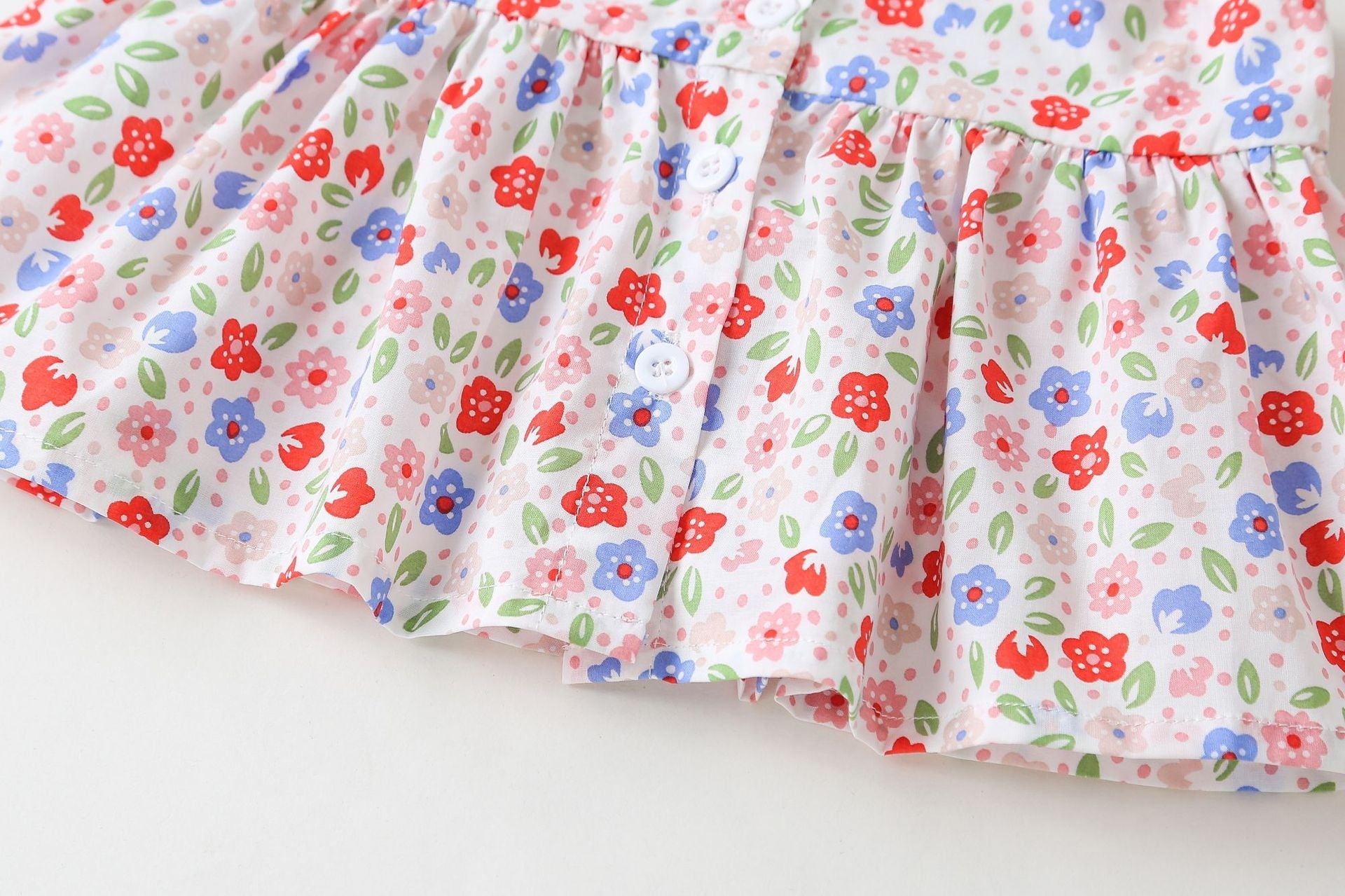 Baby Girl Little Floral Print Sleeveless Dress Combo Short Pants In Sets-5