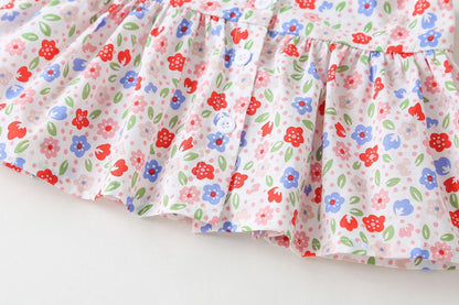 Baby Girl Little Floral Print Sleeveless Dress Combo Short Pants In Sets-5