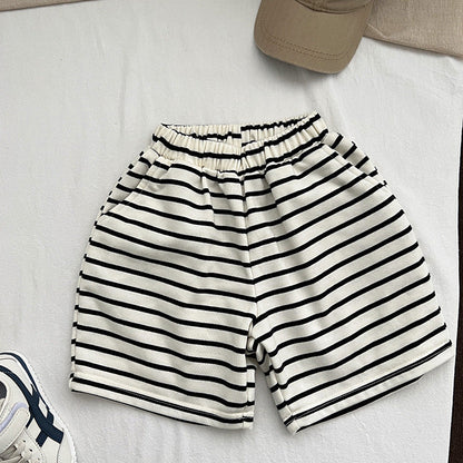 Baby Striped Pattern Fashion Sport Style Casual Shorts-0