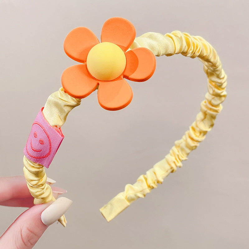 Girls Plastic Flower Decoration Fabric Headband-5