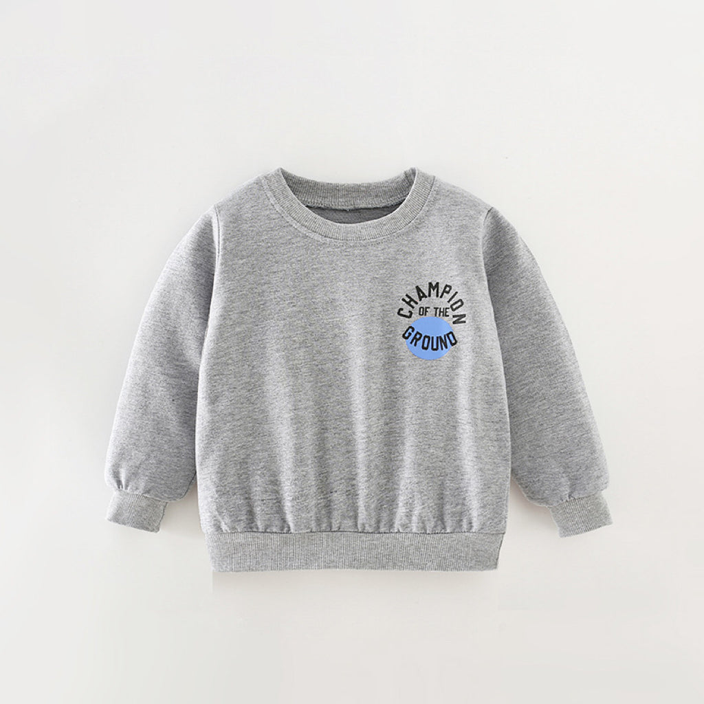 Baby Boy Slogan Print Pattern Solid Color Autumn Hoodie-4