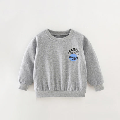 Baby Boy Slogan Print Pattern Solid Color Autumn Hoodie-4