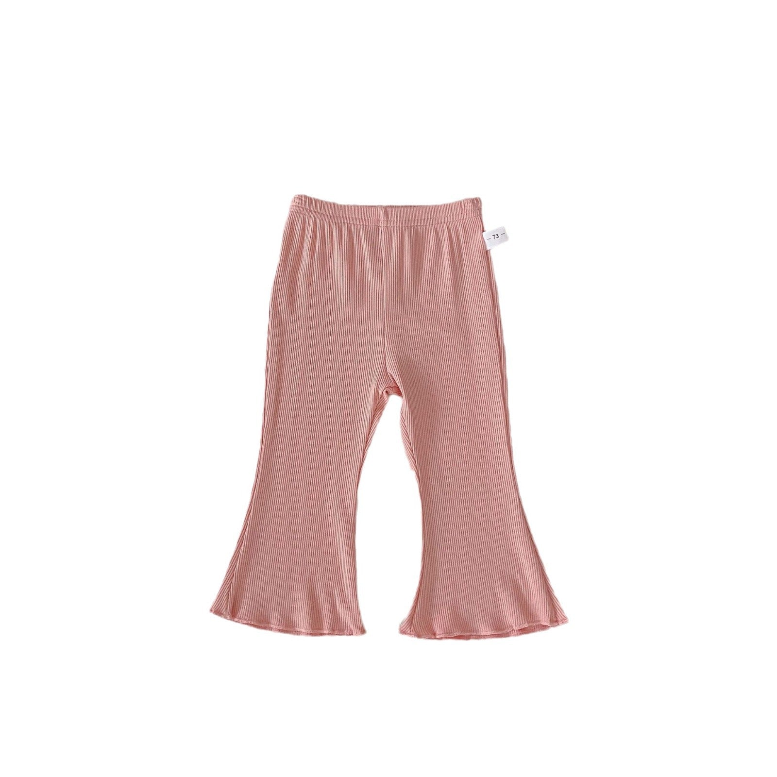 Summer Baby Girls Elastic Thin Breathable Solid Color Flared Pants-5