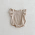 Summer Baby Girls Cotton Soft Thin Solid Color Fly Sleeves Onesie-2