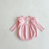 Baby Girl 1pcs Heart Embroidered Pattern Ruffle Long Sleeve Knit Onesies-4