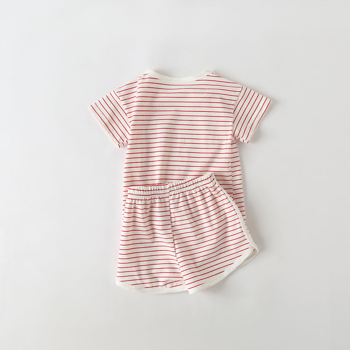 Baby Smiley Patched Pattern Striped Graphic Tee Combo Shorts Sets-5