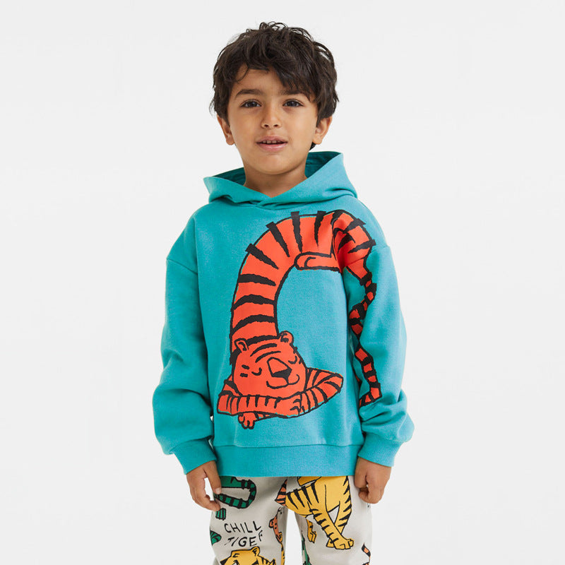 Baby Boy 1pcs Cartoon Animal Pattern Composite One Piece Fleece Sweatshirt-5