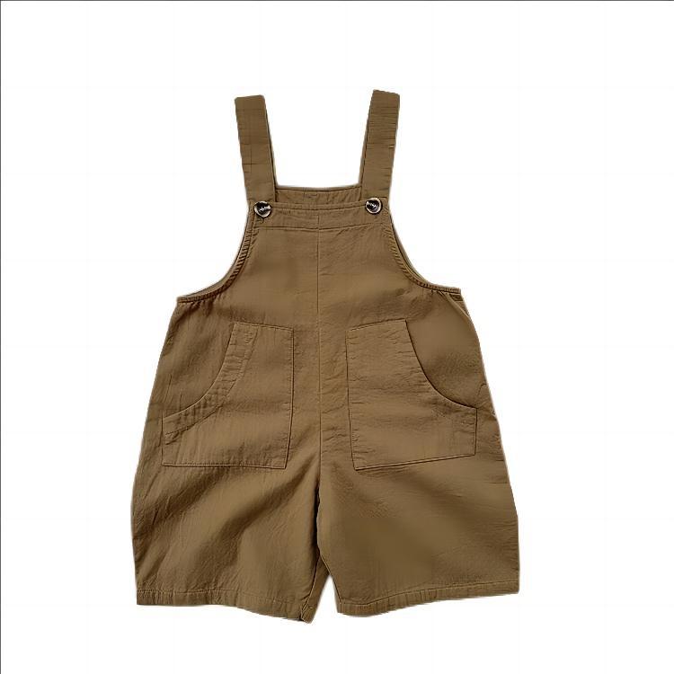 New Arrival Summer Baby Kids Unisex Solid Color Cotton Overalls-5