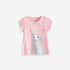 Crew Neck Rabbit Cartoon Pattern Girls’ T-Shirt In European And American Style For Summer-0