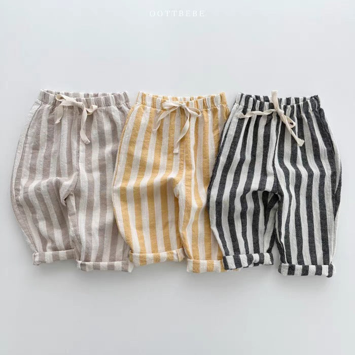 Summer Hot Selling Baby Unisex Breathable Thin Striped Loose Comfortable Pants-0