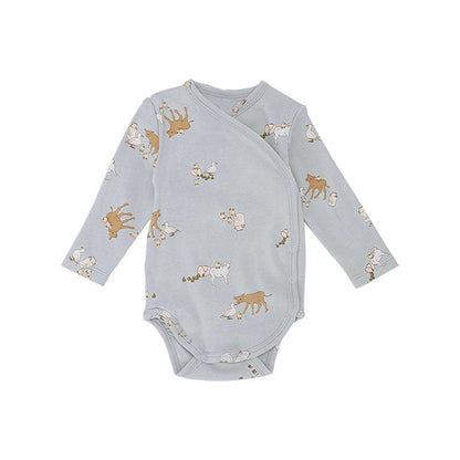 Baby Print Pattern Side Button Design Long Sleeve Comfy Onesies-5