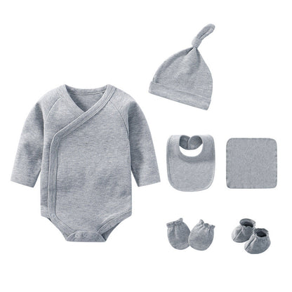 Newborn Solid Color Cotton Bodysuit Thin Style Sets-6