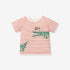 Alligator Cartoon Printing Unisex Kids Striped T-Shirt In European And American Style For Summer-0