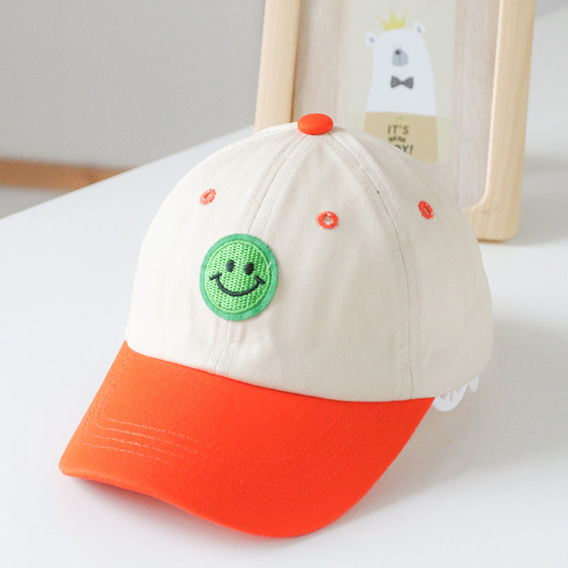 Baby Smiley Embroidered Pattern Color Matching Design Sunshade Peaked Hats-5