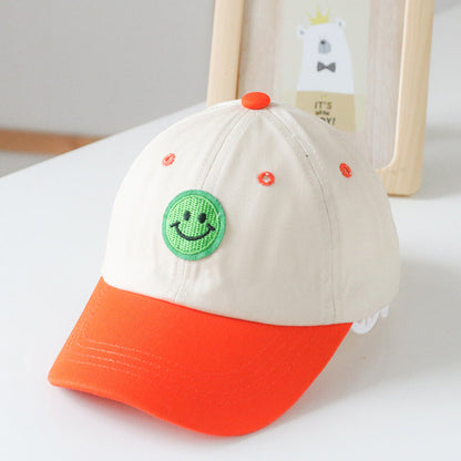 Baby Smiley Embroidered Pattern Color Matching Design Sunshade Peaked Hats-5