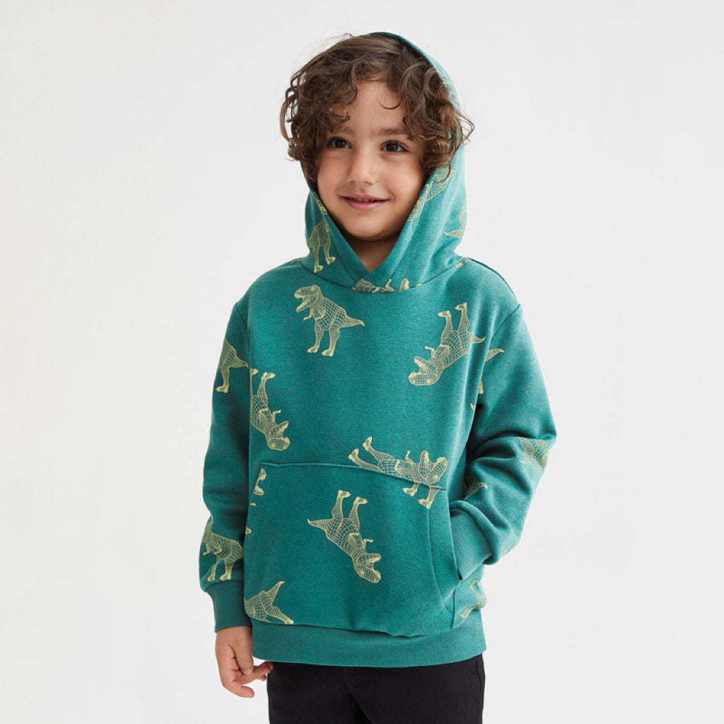 Baby Boy 1pcs Cartoon Animal Pattern Composite One Piece Fleece Sweatshirt-6