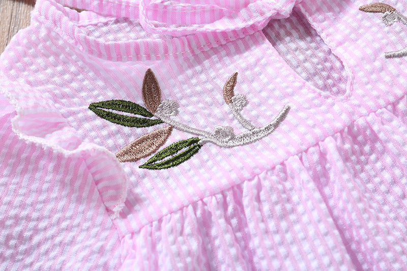 Baby Girl Embroidery Pattern Bow Tie Design Striped Long Sleeve T-Shirt-6