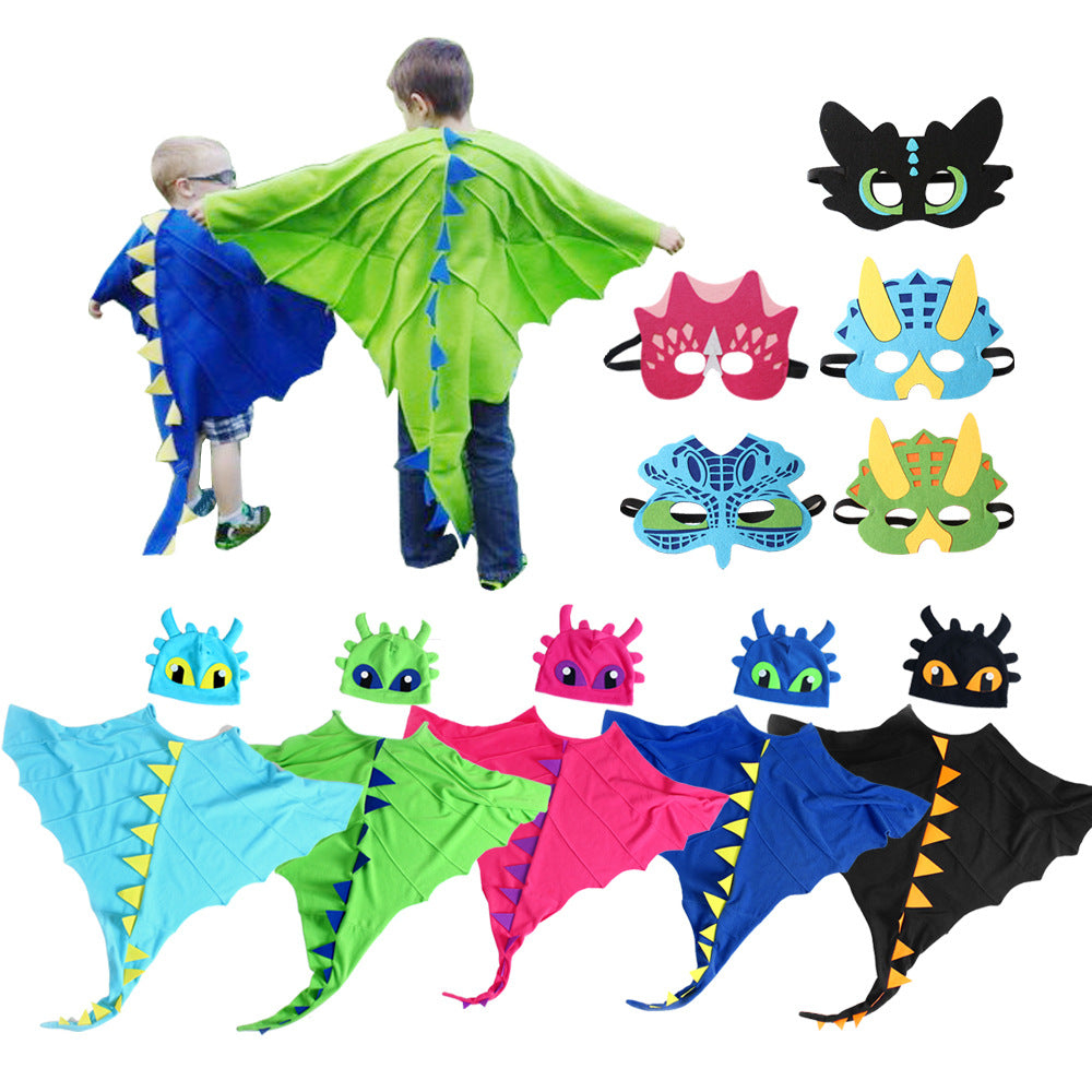 Halloween Dinosaur Cloak Hats Mask Cosplay Costume Sets-0