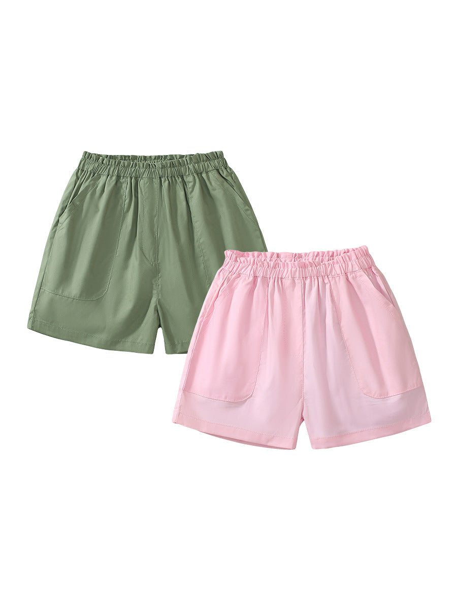 Baby Kids Girls Solid Color Soft Casual Style Shorts-0