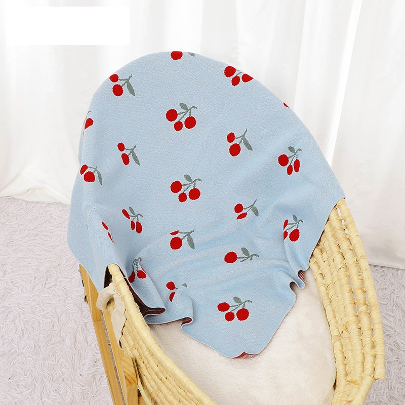 Hot Selling: Spring/Summer New Arrival Knitted Cute And Sweet Cherry Soft Baby Blanket, Perfect For Newborn Boys And Girls-5