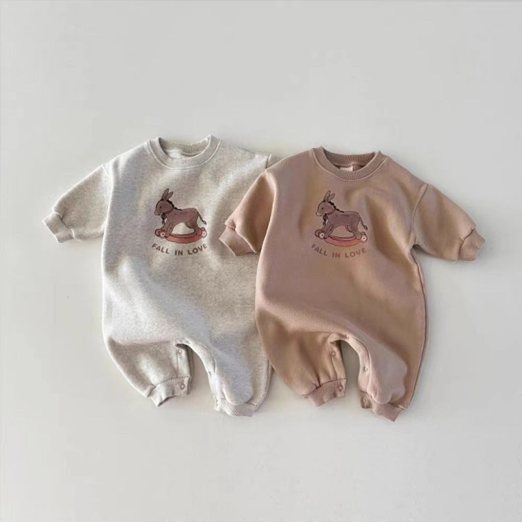 New Arrival Baby Cotton Donkey Cartoon Cozy Romper-0