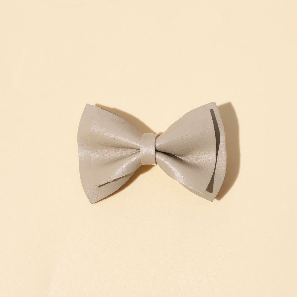 Girls Plain Solid Color Bow Tie Hair Clips Handmade Cloth Accessory-6