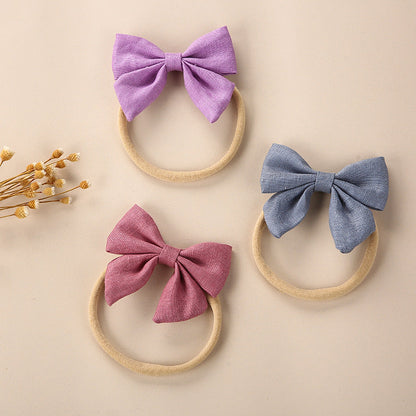 Baby Solid Color 3D Bow Handmade Elastic Headband-6