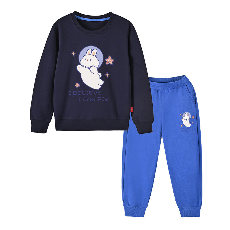 Baby Girl Cute Bunny Graphic Hoodie Combo Loose Trousers Soft Cotton Sets-4