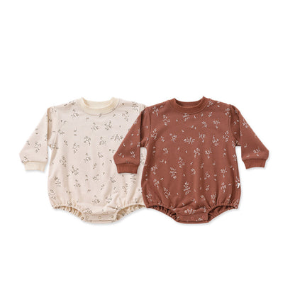 Baby Print Pattern Crewneck Long Sleeve Quality Triangle Onesies-6