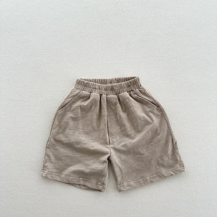 Summer New Arrival Unisex Casual Solid Color Cotton Shorts-1