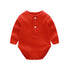 Baby Solid Color Ruffle & Buttoned Design Long-Sleeved O-Neck Onesies-6