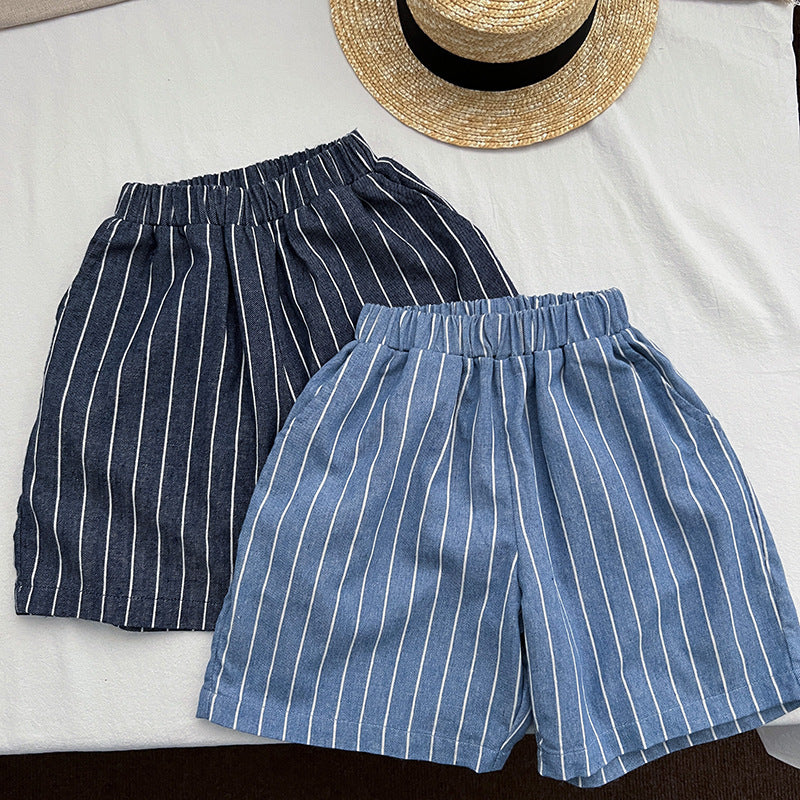 Baby Unisex Striped Pattern Loose Summer Pants-0