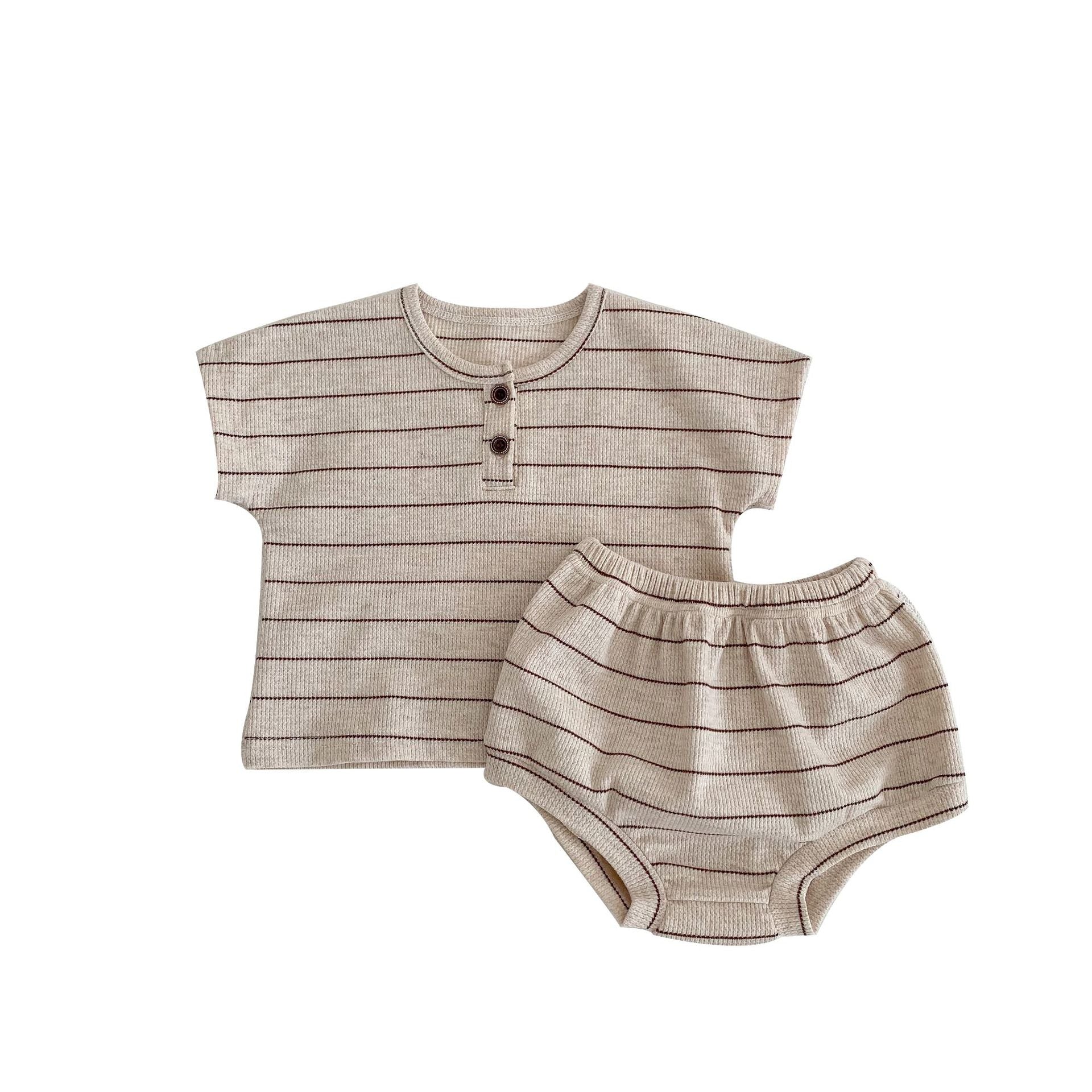 Baby Striped Pattern T-Shirt Shorts Casual Comfy Sets-6