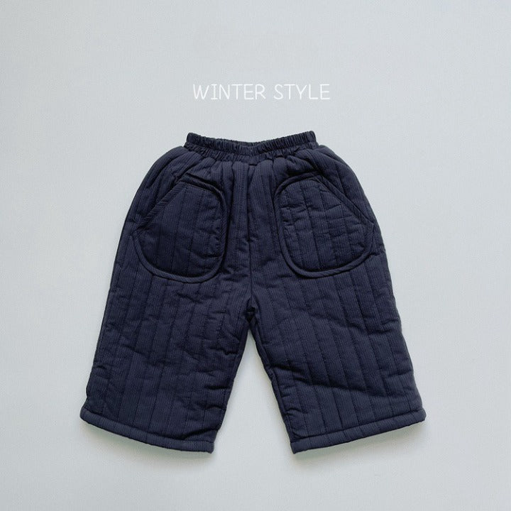 Baby Solid Color Cotton Quilted Winter Pants Outfits-6