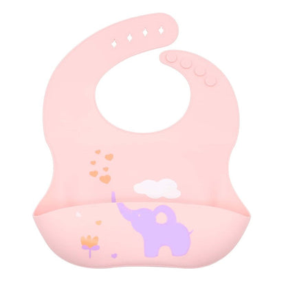 Baby Cartoon Animal Print Food Grade Multi-Adjustable Silicone Bibs-5