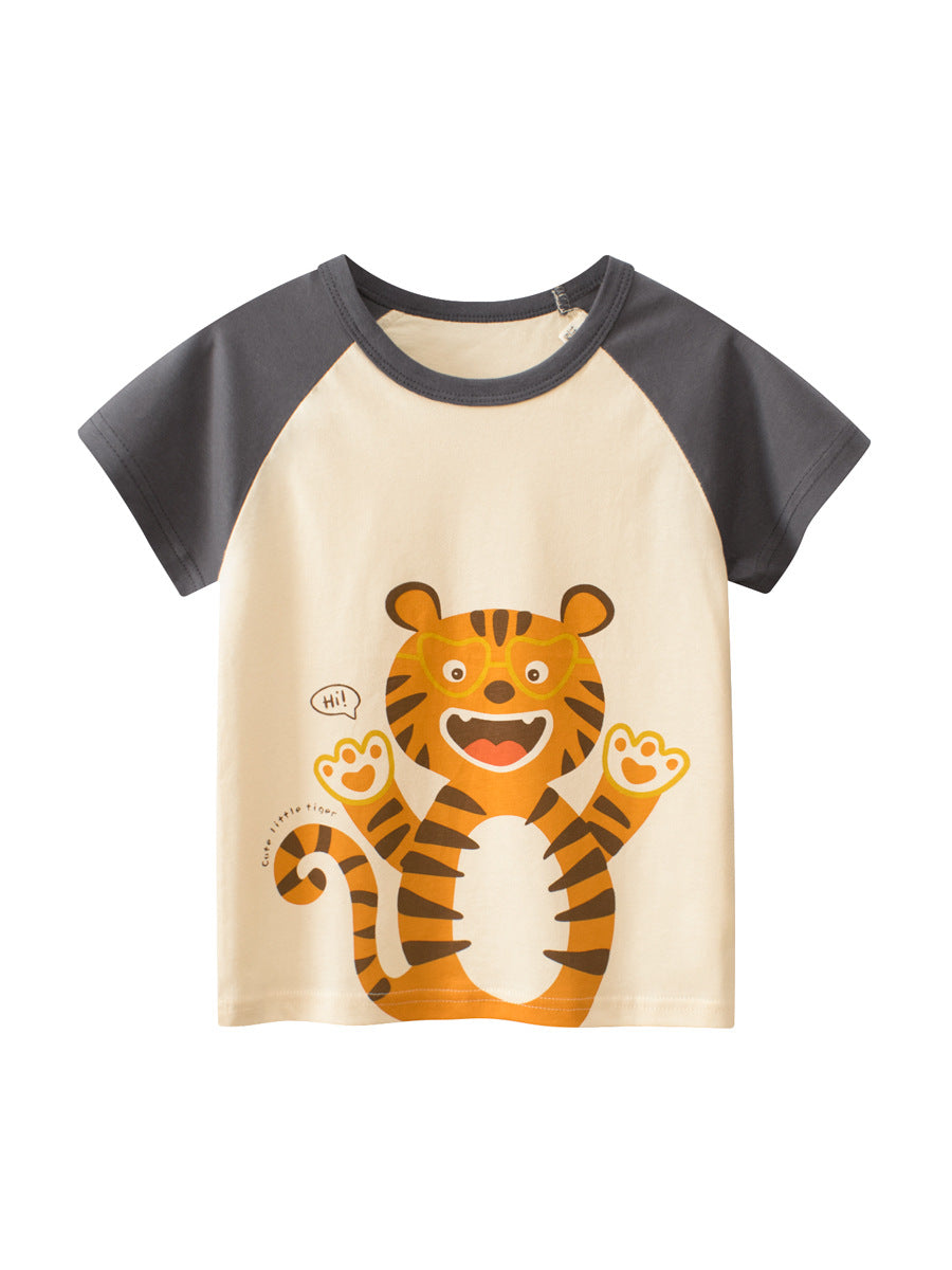 Boys’ Cartoon Animals Pattern T-Shirt In European And American Style-1
