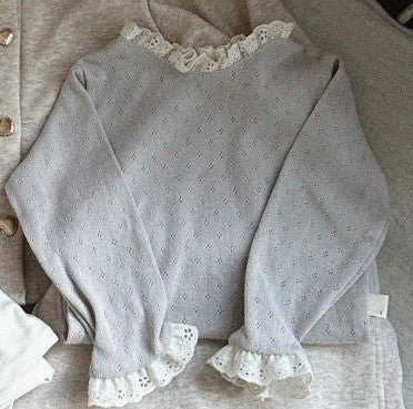 Baby Solid Color Mesh Patched Design Knitwear-6