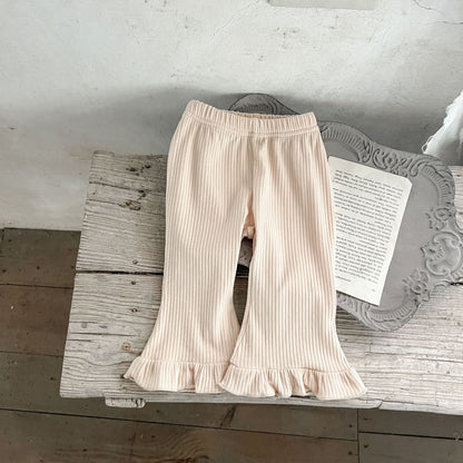 Baby Solid Color Elastic Cotton Comfy Flared Pants-6