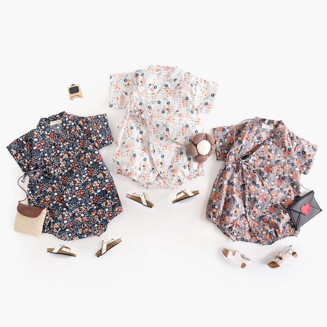 Summer New Arrival Baby Unisex Floral Print Short Sleeves V Neck Sleeping Onesies-0