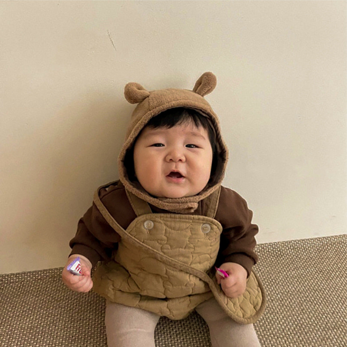 New Winter Infant Baby Solid Thick Warm Vest One Piece-5