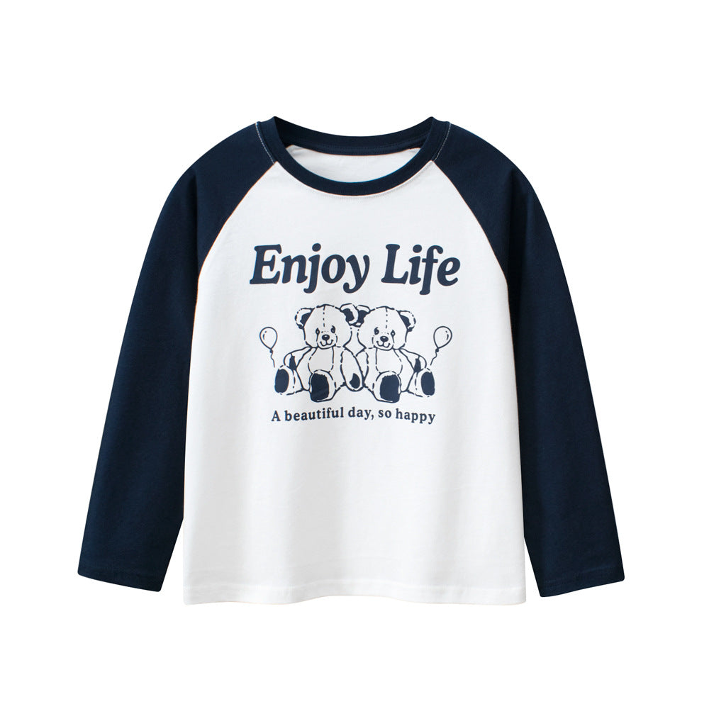 Unisex Kids Cartoon And Letters Print Crew Neck Long Sleeves Sweatshirt-0