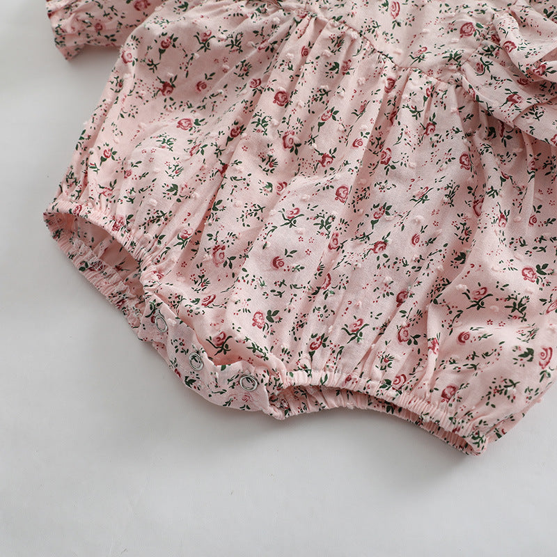 Baby Girl Ditsy Flower Pattern Long Sleeve Cute Bodysuit-6