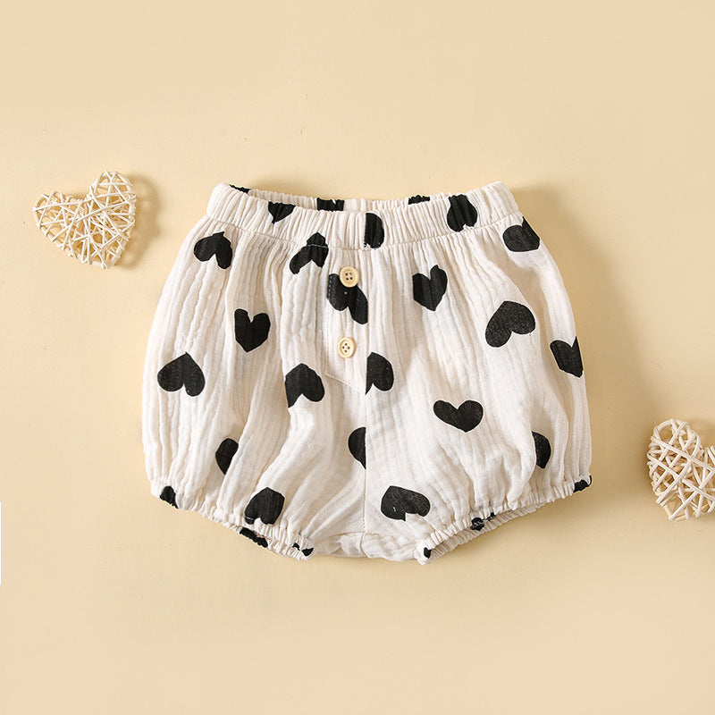 Baby Boys And Girls Cute Print Pattern Short Pants With Buttons-6