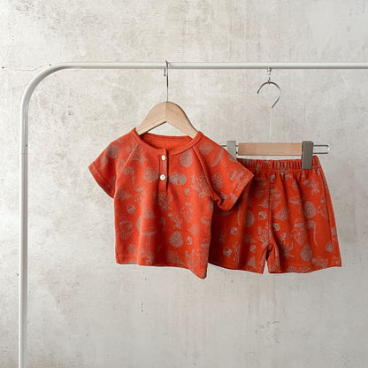 Baby Print Pattern Multi-Style Waffle Fabric Shorts Sets-5