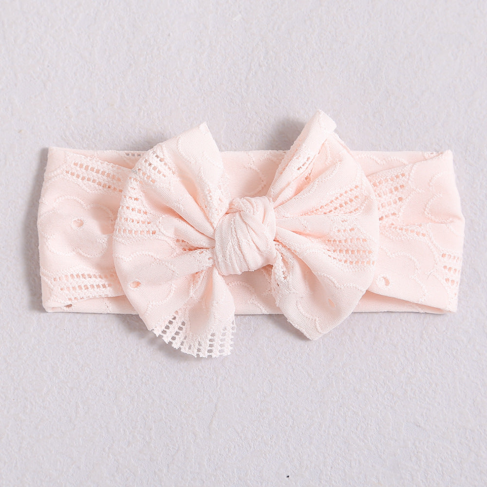 Baby Solid Color Hollow Out Thin Breathable Bow Tie Hot Sale Headband-5