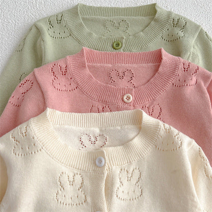 Baby Solid Color Sun Protection Sweet Knit Cardigan-6