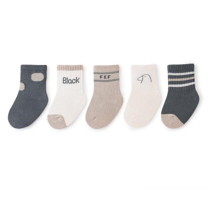 Baby Unisex Breathable Comfy Preppy Socks 5-Pair Set-6